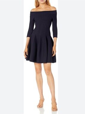 Jonathan Simkhai Women's Textured Knit Fit-and-Flare Dress in Deep Navy
